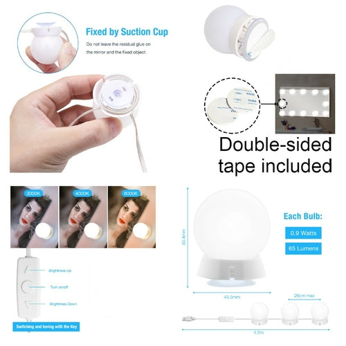 Hollywood Vanity LED Mirror Light Kit - 10 Dimmable Bulbs